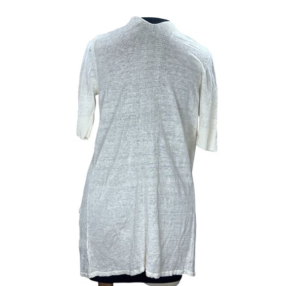 Tahari Womens Open Front Lightweight Linen Cardigan With Pockets Short Sleeves S - Picture 3 of 11
